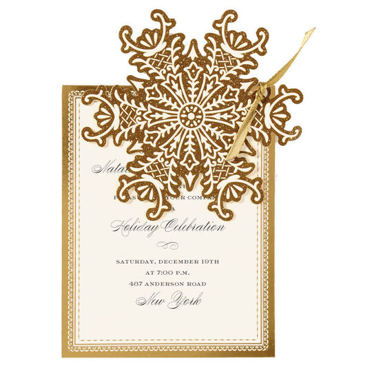 Golden Snowflake Die-cut Invitations